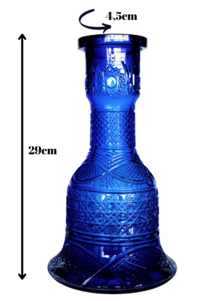 Kahveci Nargile Şişesi- Özel El Kesme- Altın Suyu İşleme - Mavi