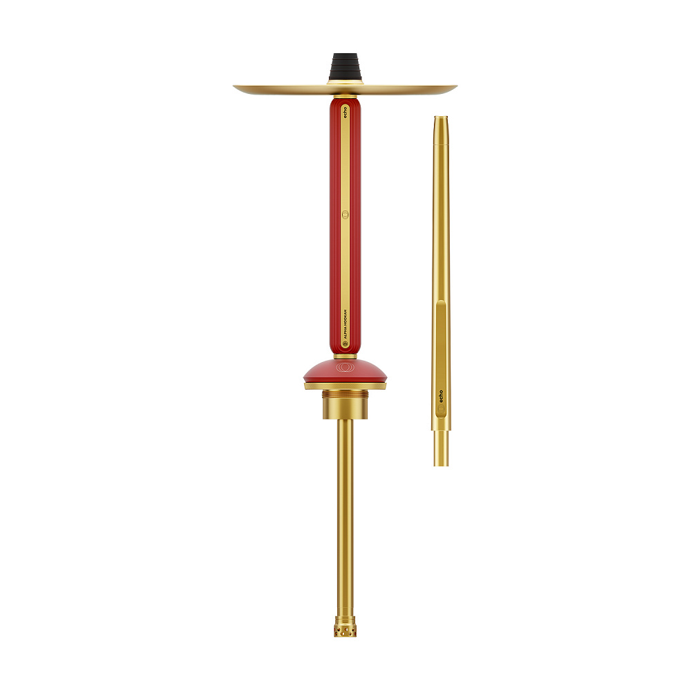 Alpha Hookah Echo Gold Ruby Red Kırmızı Nargile Takımı Gold Detaylı