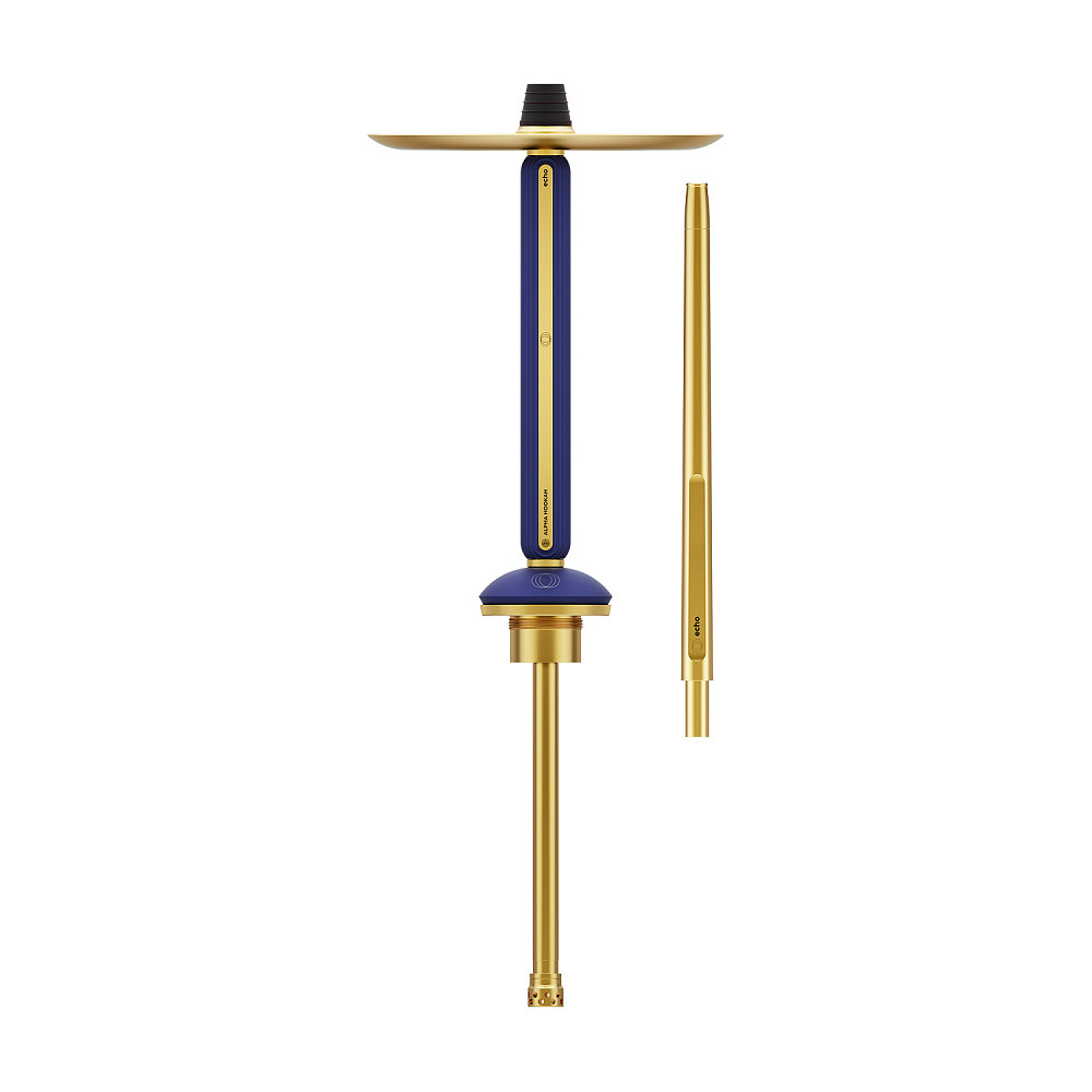 Alpha Hookah Echo Gold Sapphire Blue Mavi Nargile Takımı Gold Detaylı