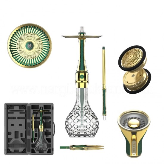 Maxx Royal Emerald Gold Nargile Full Set
